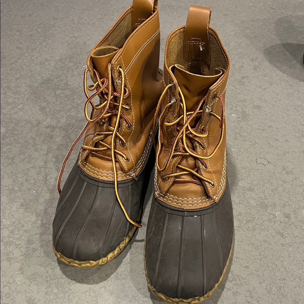 L.L. Bean Men's Tan and Dark Brown Rain Boots